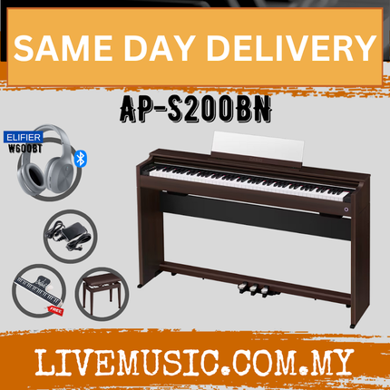Casio AP-S200 88 Key Celviano Digital Piano w/Bench, Headphone & Accessories - Brown ( APS200 AP S200 ) Replace AP-470 AP470