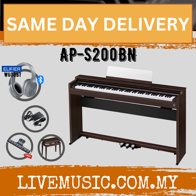 Brown Casio Celviano 88-key digital piano with wooden stand