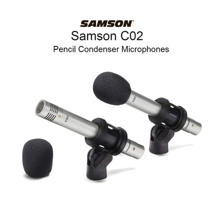 Samson C02 - Stereo Small-diaphragm Pencil Cardioid Condenser Microphones, Pair (CO2)