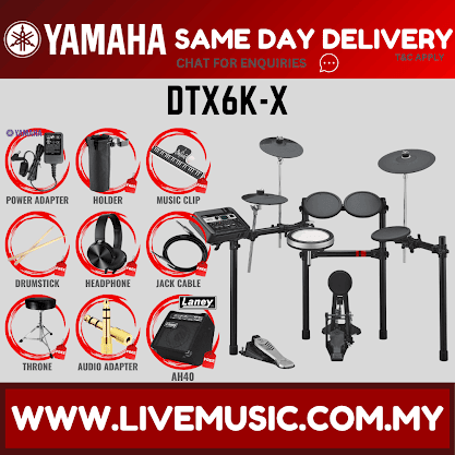 Yamaha DTX6K-X 5-Piece Electronic Drum Set with Drumsticks, Throne ( DTX6K X / DTX 6K X / DTX6KX )