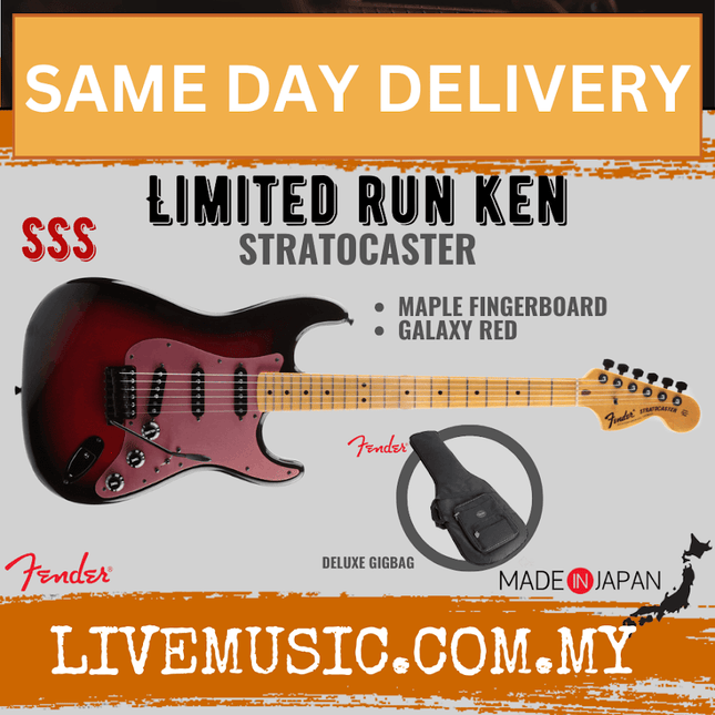 Fender Limited Run Ken Signature SSS Stratocaster Electric Guitar, Maple Fretboard with FREE Gig Bag - Galaxy Red