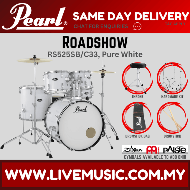 Pearl Roadshow RS525SB/C Drum Set with Hardware, Drum Throne, Drumsticks Without Cymbal Set ( NO CYMBAL )