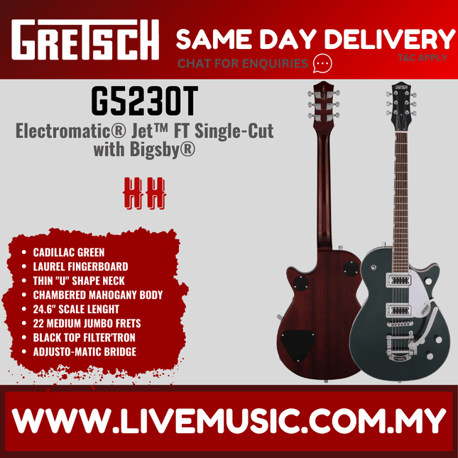 Gretsch G5230T Electromatic Jet FT Single-Cut Electric Guitar w/Bigsby, Cadillac Green