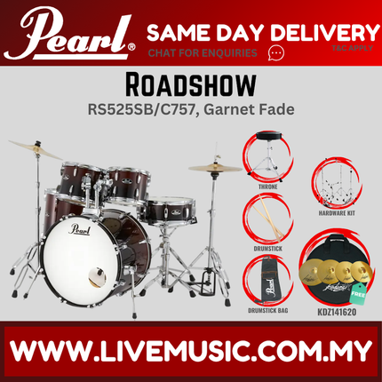 Pearl Roadshow RS525SB/C Drum Set with KDZ141620 Cymbal set, Drum Throne