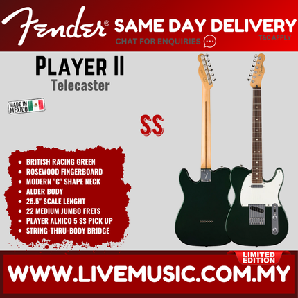 Fender Limited Edition Player II Telecaster Electric Guitar, RW FB, British Racing Green