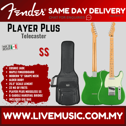 Fender Player Plus Telecaster Electric Guitar, Maple Fretboard - Cosmic Jade