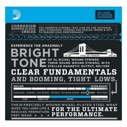 D'Addario EXL160 - Nickel Wound Bass Strings, Medium, Long Scale (50-105)(DAddario)