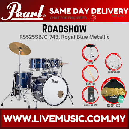 Pearl Roadshow RS525SB/C Drum Set with KDZ141620 Cymbal set, Drum Throne