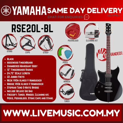 Yamaha Revstar Element RSE20 Left-handed Electric Guitar - Swift Blue / Black ( RSE 20L / RSE-20L )