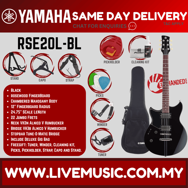 Yamaha Revstar Element RSE20 Left-handed Electric Guitar - Swift Blue / Black ( RSE 20L / RSE-20L )