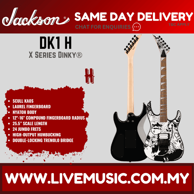 Jackson X Series Dinky DK1 H Electric Guitar, Laurel FB, Scull Kaos