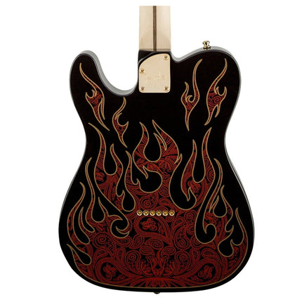 Fender James Burton Telecaster Electric Guitar Maple Fretboard with Deluxe Hardshell Case - Red Paisley Flames