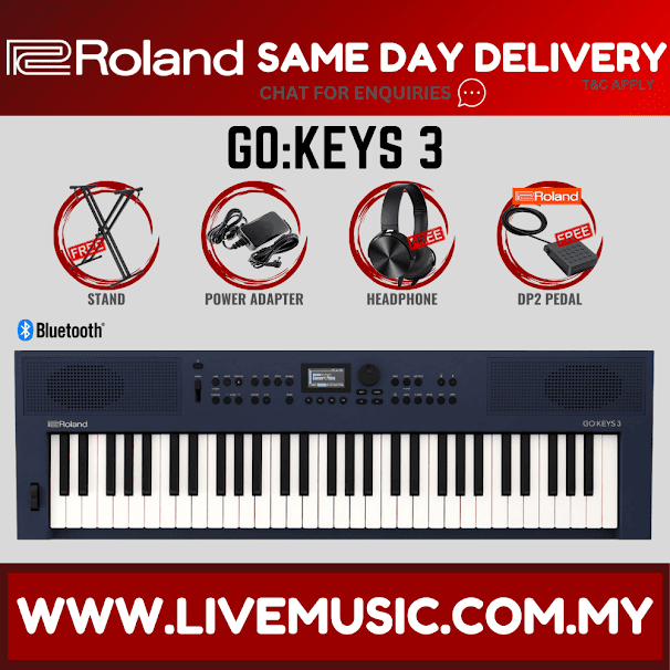 Roland GO:KEYS 3 61-Key Touch-Sensitive Portable Keyboard With Adapter - Midnight Blue ( GO-61K / GO-KEYS3 / GOKEYS3 / GOKEYS )