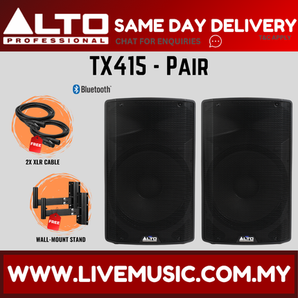 Alto TX415 15" 2-Way Powered Loudspeaker w/Wireless Mic, Speaker Stand and Cable ( TX-315 / TX 315 / TX 415 / TX-415 )