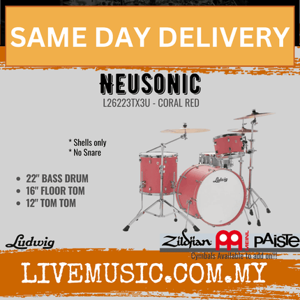 Ludwig L26223TXCG / L26223TX3U / L26223TX3T / L26223TX3Q Neusonic 3-Piece Drum Shell Pack (22B+16F+12T)