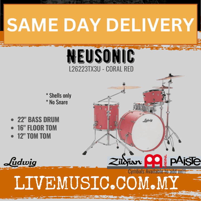 Ludwig L26223TXCG / L26223TX3U / L26223TX3T / L26223TX3Q Neusonic 3-Piece Drum Shell Pack (22B+16F+12T)