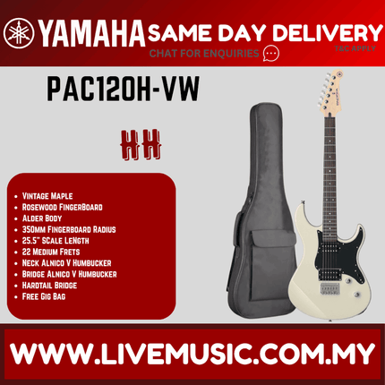 Yamaha PAC120H Pacifica Electric Guitar - Vintage White ( PAC 120H / PAC-120H )