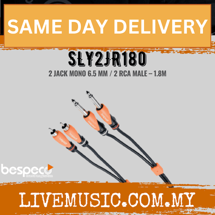 Bespeco SLY2JR180 Silos Series Interlink Cables 2XJACK to 2XRCA Male 1.8M ( SLY2JR 180 )