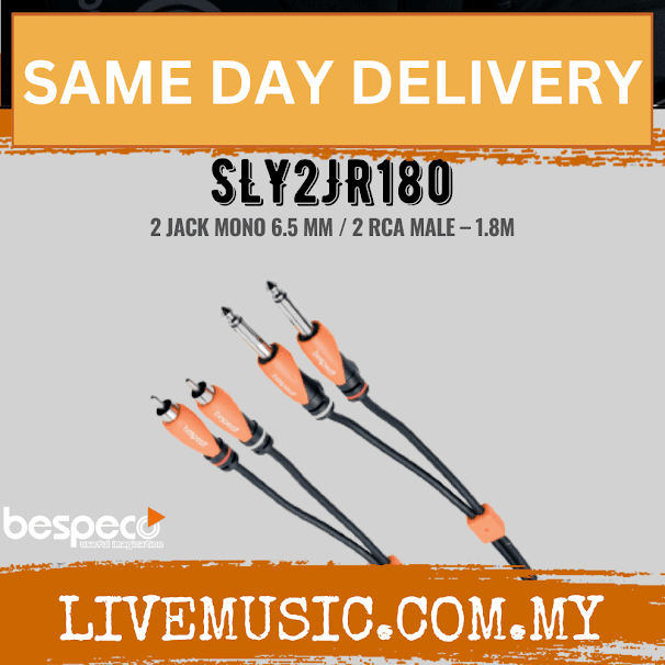 Bespeco SLY2JR180 Silos Series Interlink Cables 2XJACK to 2XRCA Male 1.8M ( SLY2JR 180 )
