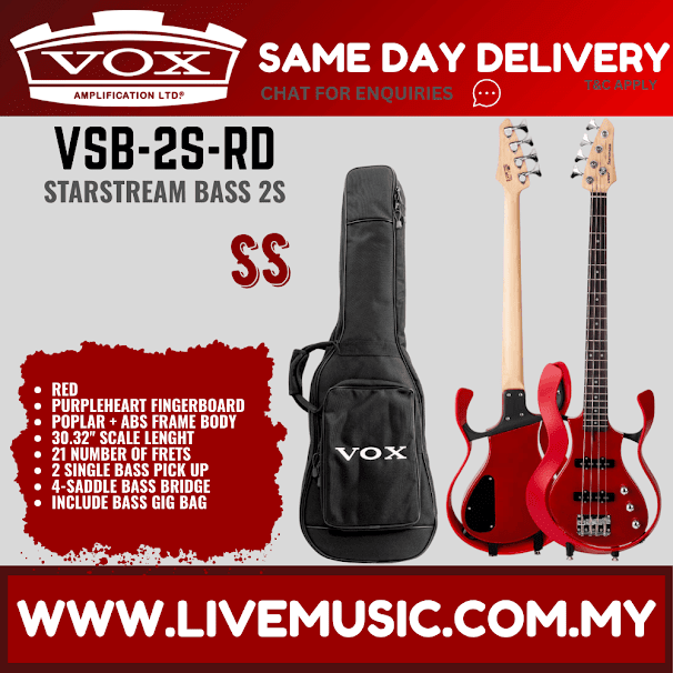 VOX VSB-2S-RD Starstream Bass 2S Electric Base - Red ( VSB2S / VSB2S RD )