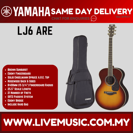 Yamaha LJ6 ARE Acoustic-Electric Guitar with Hard Bag - Brown Sunburst ( LJ6-ARE )