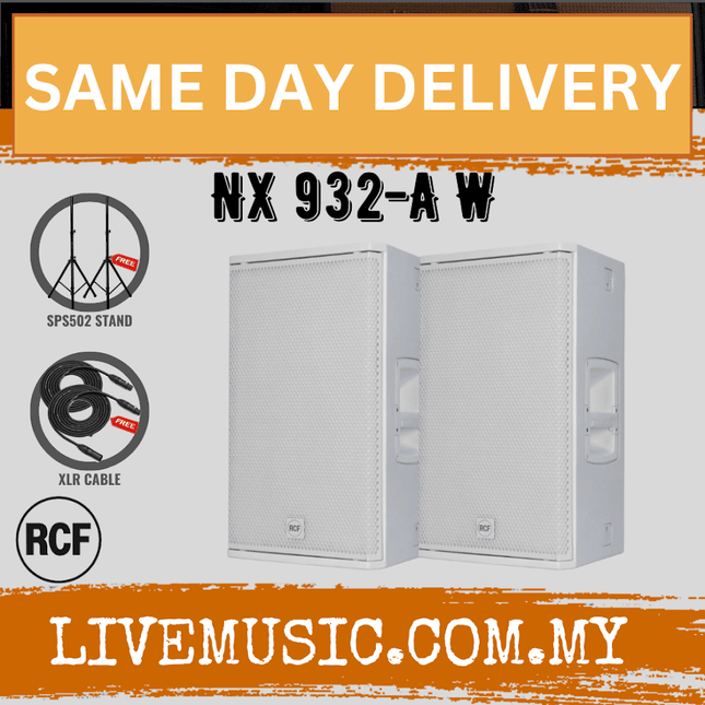 RCF NX 932-A 12'' 2-Way Active Speaker w/Speaker Stand And Cable - White - Each / Pair ( NX932 / NX932A )