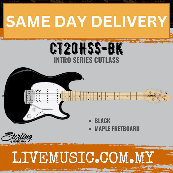 Sterling By Music Man Intro Series Cutlass CT20HSS Electric Guitar - Black (CT20 HSS)