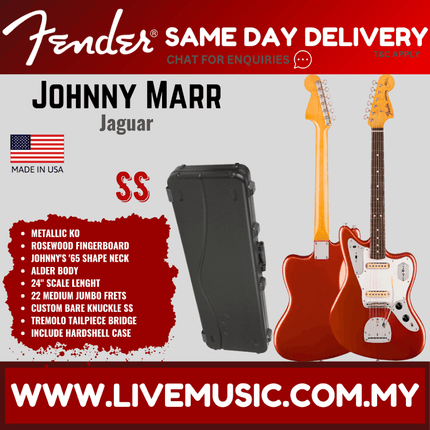 Fender Artist Johnny Marr Jaguar Electric Guitar, RW FB, Metallic KO