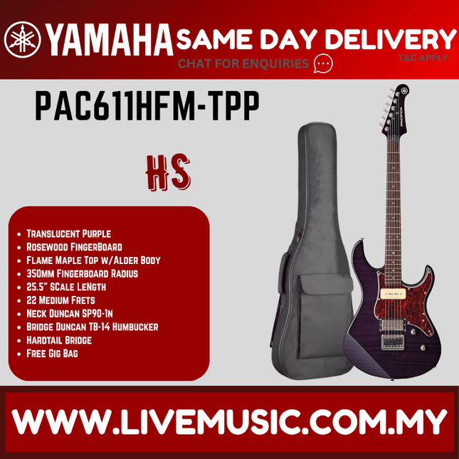 Yamaha PAC611HFM Pacifica Electric Guitar - Translucent Purple ( PAC 611HFM / PAC-611HFM )