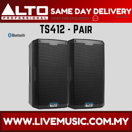 Alto TS412 2500W 12" Powered Speaker w/UG-88HH Wireless Mic, Speaker Stand and Cable - Each / Pair ( TS-412 / TS 412 )