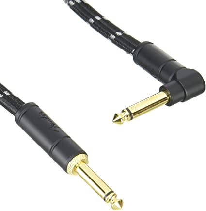 Fender Deluxe Series Angled Instrument Cable, 18.6ft - Black Tweed
