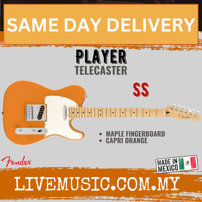 Fender Player Telecaster Electric Guitar, Maple Fretboard - Capri Orange