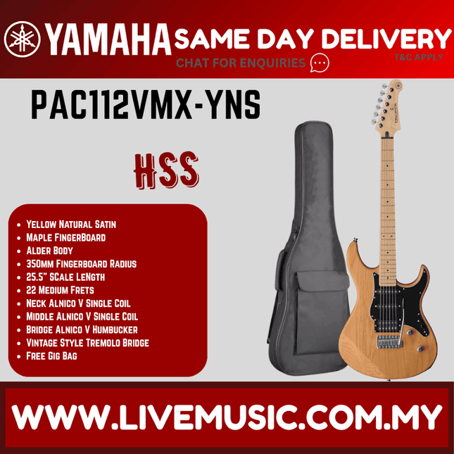 Yellow natural satin electric guitar with maple neck, single-cut, in padded gig bag