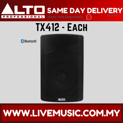 Alto TX412 12" Powered Loudspeaker w/Mic, Speaker Stand and Cable - Each / Pair ( TX-412 TX 412 ) Replace TX312 TX-312