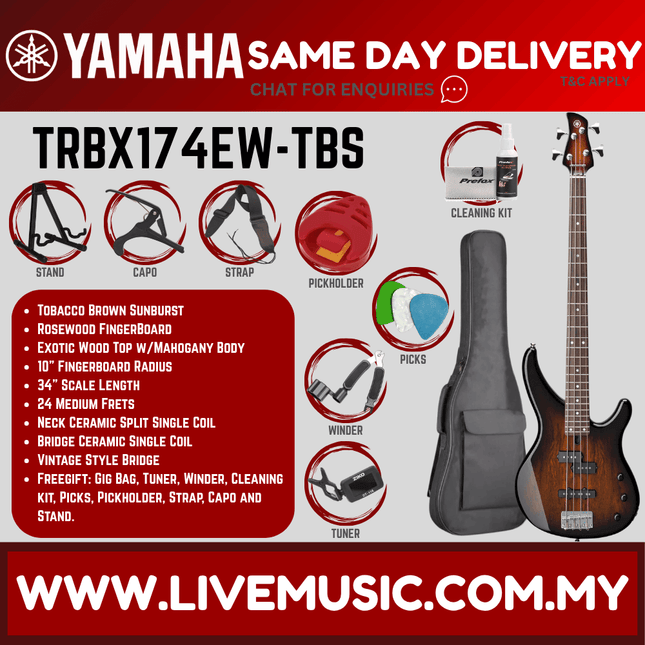 Yamaha TRBX174EW 4-string Electric Bass Guitar - ( TRBX 174EW / TRBX-174EW )