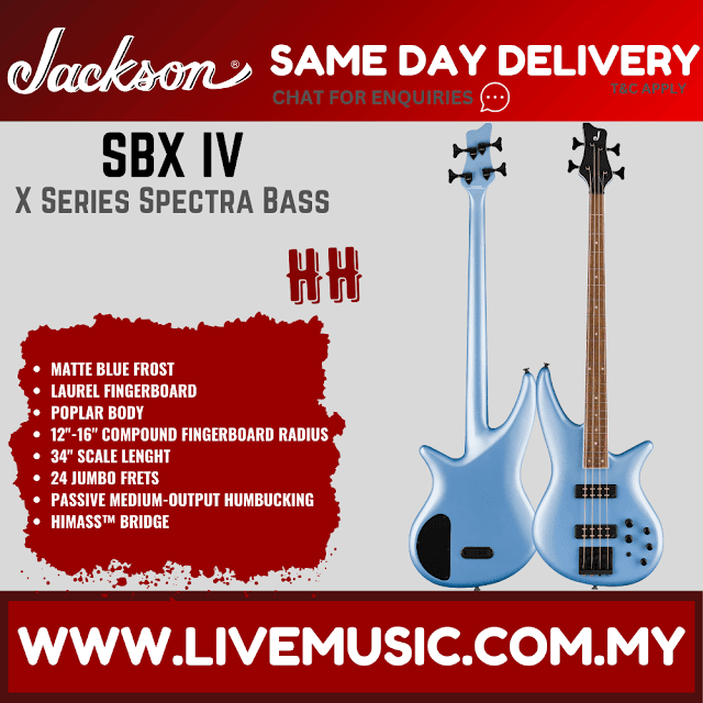 Jackson X Series Spectra IV Bass Guitar, Laurel FB, Matte Blue Frost