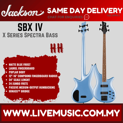 Jackson X Series Spectra IV Bass Guitar, Laurel FB, Matte Blue Frost