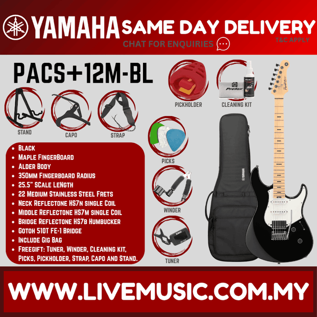 Yamaha PACS+12M Pacifica Standard Plus Electric Guitar - Black ( PACS+12M / PACS+12M )