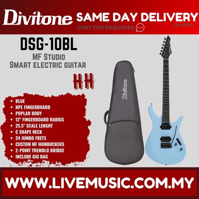 Divitone DSG-10 MF Studio Smart Electric Guitar With On-Board Effects - Blue ( DSG10 DSG 10 )