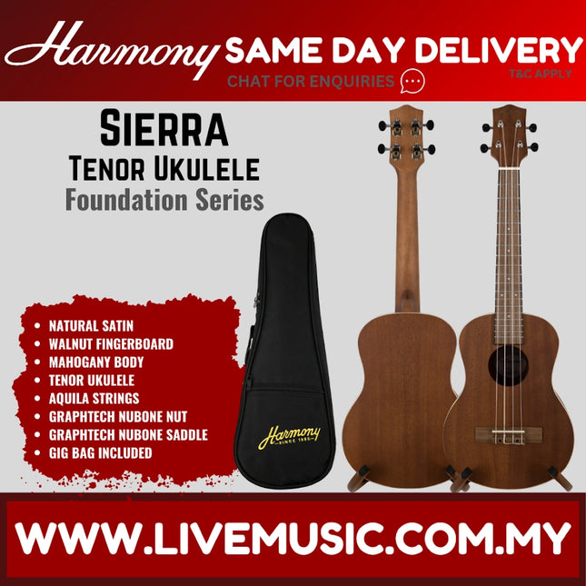 Harmony Foundation Series Sierra Tenor Ukulele w/Bag, Natural Satin