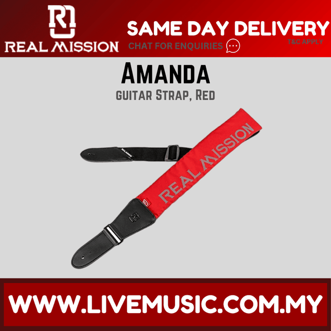 Real Mission Amanda Series Guitar Strap - Aqua / Dard Grey / Light Grey / Black / Brown / Red