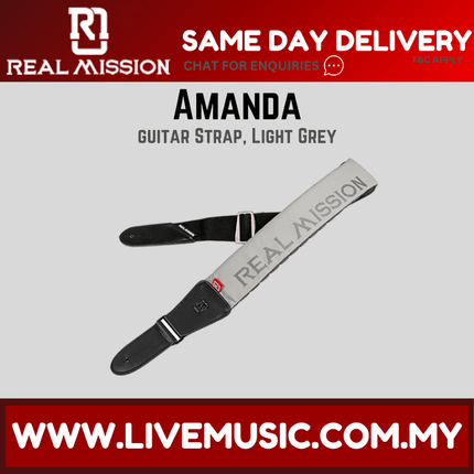 Real Mission Amanda Series Guitar Strap - Aqua / Dard Grey / Light Grey / Black / Brown / Red