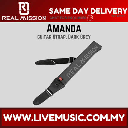 Real Mission Amanda Series Guitar Strap - Aqua / Dard Grey / Light Grey / Black / Brown / Red