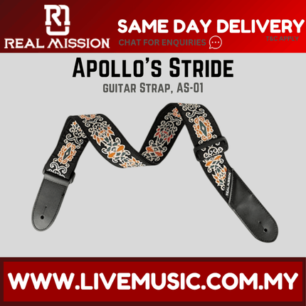 Real Mission Apollo's Stride Rainbow Leather End Embroidery Webbing Guitar Strap
