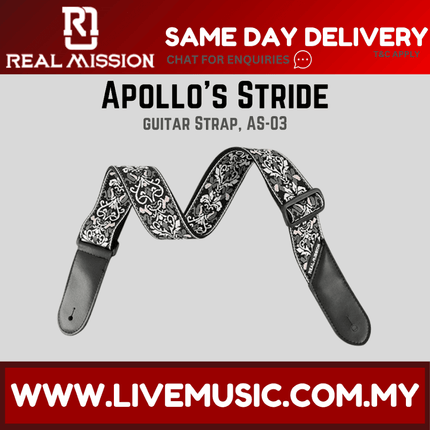 Real Mission Apollo's Stride Rainbow Leather End Embroidery Webbing Guitar Strap