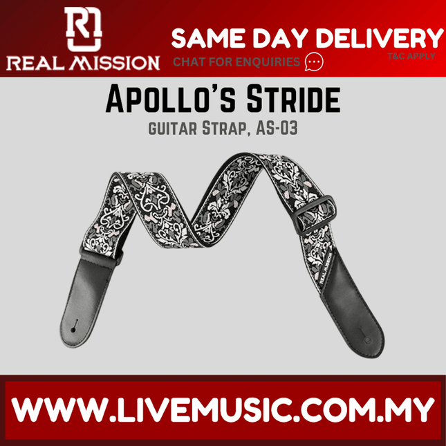 Real Mission Apollo's Stride Rainbow Leather End Embroidery Webbing Guitar Strap