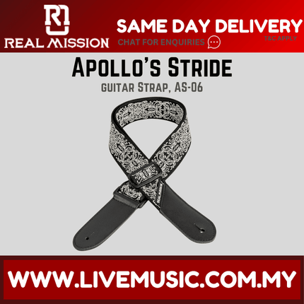 Real Mission Apollo's Stride Rainbow Leather End Embroidery Webbing Guitar Strap