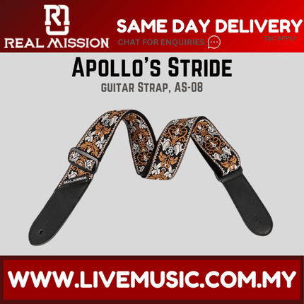 Real Mission Apollo's Stride Rainbow Leather End Embroidery Webbing Guitar Strap