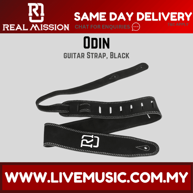 Real Mission Odin Customized Guitar Strap - Black / Brown