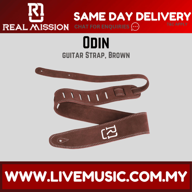 Real Mission Odin Customized Guitar Strap - Black / Brown
